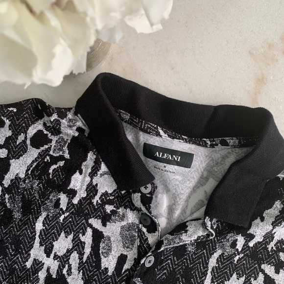 Alfani Men’s Camo Print Black n White Polo - Picture 4 of 8